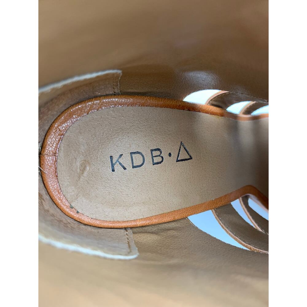 Kelsi Dagger Brooklyn KDB Peep Toe Ankle Boots Tan Leather Heels Women's 6.5 - Picture 5 of 13